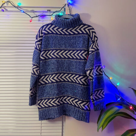 Navy & White Chevron Turtleneck Sweater